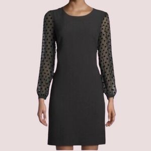 Karl Lagerfeld Black Polka Dot Sleeve Dress 2 NWT